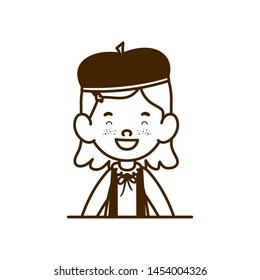 silhouette of student girl smiling on white background