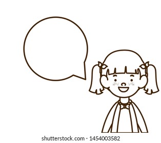 silhouette of student girl smiling with speech bubble
