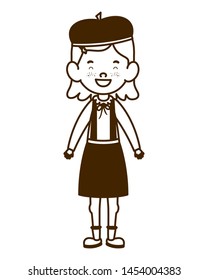 silhouette of student girl standing on white background