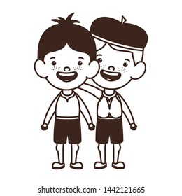 silhouette of students boys standing on white background