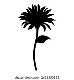 Silhouette of a Stunning Sunflower Isolated on White Background, A Floral Illustration