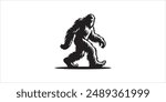 Silhouette style bigfoot illustration - Mythical yeti creature design
