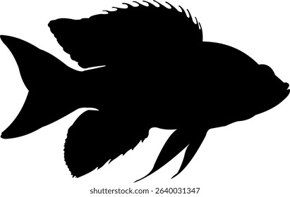 Silhouette style black fish illustration, creating a marine feel