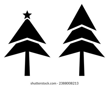 silhouette style christmas tree icon. vector isolated on white background.