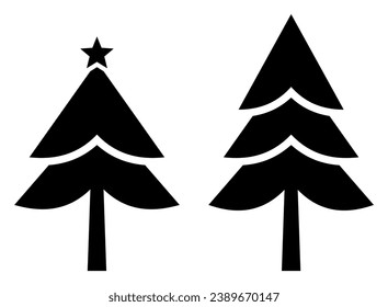 silhouette style christmas tree icon. vector isolated on white background.