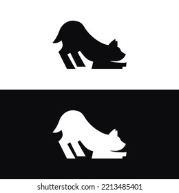 Silhouette style dog logo illustration vector
