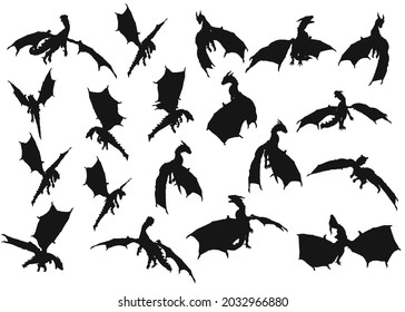 silhouette style dragon motif wall background