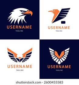 Silhouette style eagle logo illustration vector