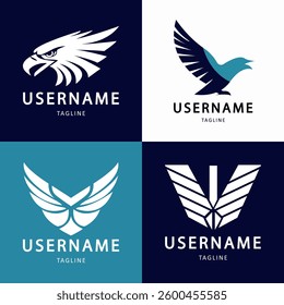 Silhouette style eagle logo illustration vector