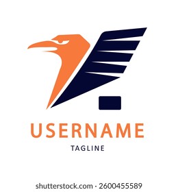 Silhouette style eagle logo illustration vector
