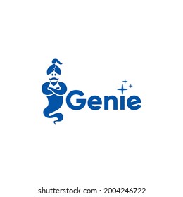 Silhouette style genie vector logo, cute, simple and attractive
