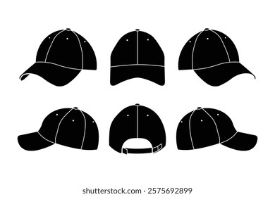 Silhouette style hat icon. Baseball cap. Sports head vector design illustration isolated on white background