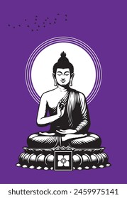 Silhouette Stil Illustration von Lord Buddha sitzt in Meditation Pose.