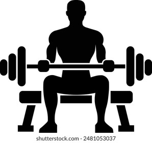 Silhouette style illustration of a man exercising on a gym bench