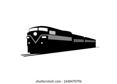  Silhouette style of locomotive train with perspective view