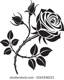 A silhouette style medium shot of a simple rose mandala design vector art