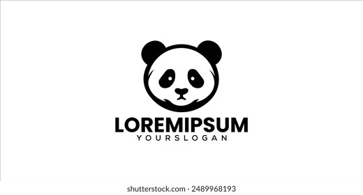 
Diseño minimalista y personalizable con logotipo de cabeza de panda estilo silueta