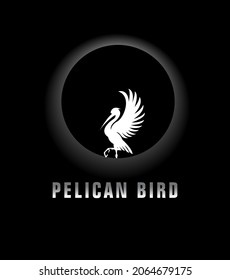 Silhouette style pelican logo, vector illustration