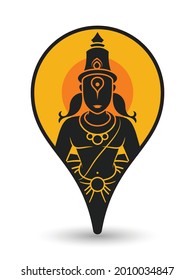 Ilustración gráfica vectorial estilo silueta de Lord Vitthal, alias Pandurang, Vithoba, Mauli, en su icónico Tilak [Marca en polvo de sándalo en la frente, usualmente en hindú]