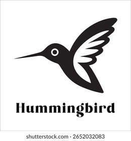 Silhouette Style Vector Hummingbird Logo Design – Elegant Minimal Bird Icon for Nature, Eco Brand, Floral Business, Wildlife Concept, Editable EPS Files Included