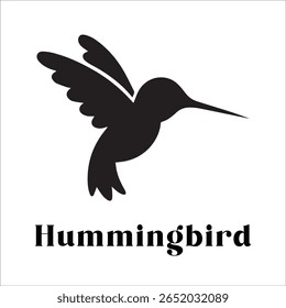 Silhouette Style Vector Hummingbird Logo Design – Elegant Minimal Bird Icon for Nature, Eco Brand, Floral Business, Wildlife Concept, Editable EPS Files Included