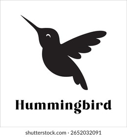 Silhouette Style Vector Hummingbird Logo Design – Elegant Minimal Bird Icon for Nature, Eco Brand, Floral Business, Wildlife Concept, Editable EPS Files Included