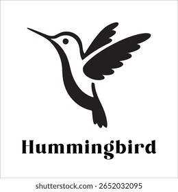 Silhouette Style Vector Hummingbird Logo Design – Elegant Minimal Bird Icon for Nature, Eco Brand, Floral Business, Wildlife Concept, Editable EPS Files Included