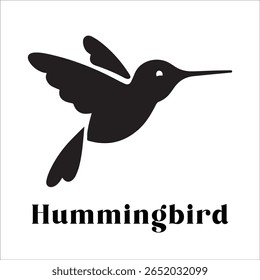 Silhouette Style Vector Hummingbird Logo Design – Elegant Minimal Bird Icon for Nature, Eco Brand, Floral Business, Wildlife Concept, Editable EPS Files Included