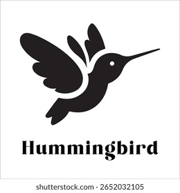 Silhouette Style Vector Hummingbird Logo Design – Elegant Minimal Bird Icon for Nature, Eco Brand, Floral Business, Wildlife Concept, Editable EPS Files Included