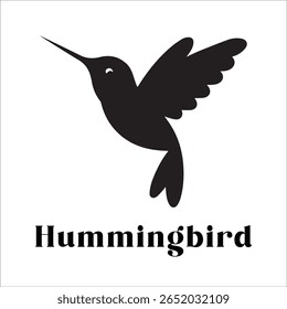 Silhouette Style Vector Hummingbird Logo Design – Elegant Minimal Bird Icon for Nature, Eco Brand, Floral Business, Wildlife Concept, Editable EPS Files Included