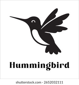 Silhouette Style Vector Hummingbird Logo Design – Elegant Minimal Bird Icon for Nature, Eco Brand, Floral Business, Wildlife Concept, Editable EPS Files Included