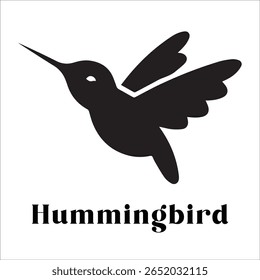 Silhouette Style Vector Hummingbird Logo Design – Elegant Minimal Bird Icon for Nature, Eco Brand, Floral Business, Wildlife Concept, Editable EPS Files Included