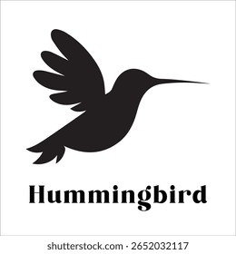 Silhouette Style Vector Hummingbird Logo Design – Elegant Minimal Bird Icon for Nature, Eco Brand, Floral Business, Wildlife Concept, Editable EPS Files Included