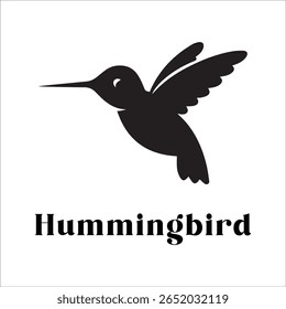 Silhouette Style Vector Hummingbird Logo Design – Elegant Minimal Bird Icon for Nature, Eco Brand, Floral Business, Wildlife Concept, Editable EPS Files Included