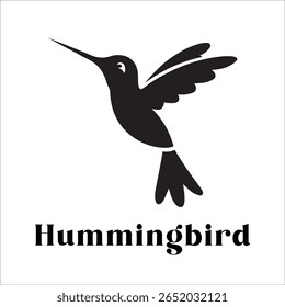 Silhouette Style Vector Hummingbird Logo Design – Elegant Minimal Bird Icon for Nature, Eco Brand, Floral Business, Wildlife Concept, Editable EPS Files Included