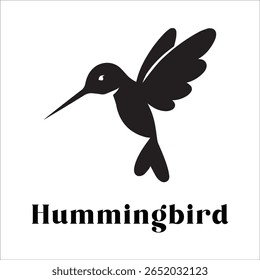 Silhouette Style Vector Hummingbird Logo Design – Elegant Minimal Bird Icon for Nature, Eco Brand, Floral Business, Wildlife Concept, Editable EPS Files Included