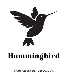 Silhouette Style Vector Hummingbird Logo Design – Elegant Minimal Bird Icon for Nature, Eco Brand, Floral Business, Wildlife Concept, Editable EPS Files Included