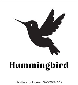 Silhouette Style Vector Hummingbird Logo Design – Elegant Minimal Bird Icon for Nature, Eco Brand, Floral Business, Wildlife Concept, Editable EPS Files Included