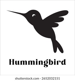 Silhouette Style Vector Hummingbird Logo Design – Elegant Minimal Bird Icon for Nature, Eco Brand, Floral Business, Wildlife Concept, Editable EPS Files Included