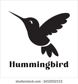 Silhouette Style Vector Hummingbird Logo Design – Elegant Minimal Bird Icon for Nature, Eco Brand, Floral Business, Wildlife Concept, Editable EPS Files Included