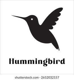 Silhouette Style Vector Hummingbird Logo Design – Elegant Minimal Bird Icon for Nature, Eco Brand, Floral Business, Wildlife Concept, Editable EPS Files Included