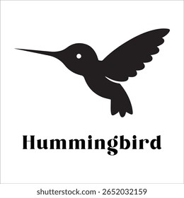 Silhouette Style Vector Hummingbird Logo Design – Elegant Minimal Bird Icon for Nature, Eco Brand, Floral Business, Wildlife Concept, Editable EPS Files Included