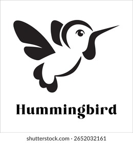Silhouette Style Vector Hummingbird Logo Design – Elegant Minimal Bird Icon for Nature, Eco Brand, Floral Business, Wildlife Concept, Editable EPS Files Included