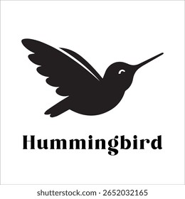 Silhouette Style Vector Hummingbird Logo Design – Elegant Minimal Bird Icon for Nature, Eco Brand, Floral Business, Wildlife Concept, Editable EPS Files Included