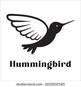 Silhouette Style Vector Hummingbird Logo Design – Elegant Minimal Bird Icon for Nature, Eco Brand, Floral Business, Wildlife Concept, Editable EPS Files Included