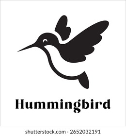 Silhouette Style Vector Hummingbird Logo Design – Elegant Minimal Bird Icon for Nature, Eco Brand, Floral Business, Wildlife Concept, Editable EPS Files Included