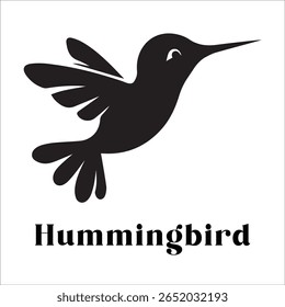 Silhouette Style Vector Hummingbird Logo Design – Elegant Minimal Bird Icon for Nature, Eco Brand, Floral Business, Wildlife Concept, Editable EPS Files Included