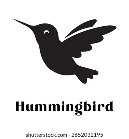 Silhouette Style Vector Hummingbird Logo Design – Elegant Minimal Bird Icon for Nature, Eco Brand, Floral Business, Wildlife Concept, Editable EPS Files Included