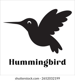 Silhouette Style Vector Hummingbird Logo Design – Elegant Minimal Bird Icon for Nature, Eco Brand, Floral Business, Wildlife Concept, Editable EPS Files Included