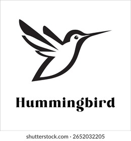 Silhouette Style Vector Hummingbird Logo Design – Elegant Minimal Bird Icon for Nature, Eco Brand, Floral Business, Wildlife Concept, Editable EPS Files Included